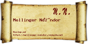 Mellinger Nándor névjegykártya